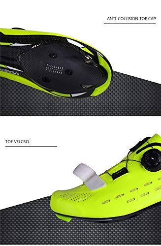 Zapatillas de Bicicleta Montaña Fibra Carbono Calzado Bicicleta Zapatos de Bicicleta Antideslizantes Transpirables para Hombres para Ciclismo Carretera de montaña B,Green,42