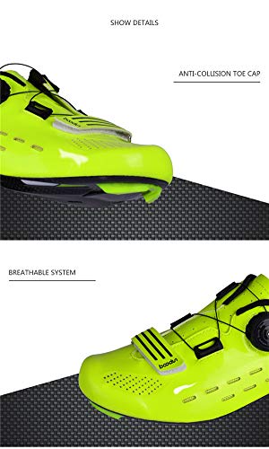 Zapatillas de Bicicleta Montaña Fibra Carbono Calzado Bicicleta Zapatos de Bicicleta Antideslizantes Transpirables para Hombres para Ciclismo Carretera de montaña B,Green,42