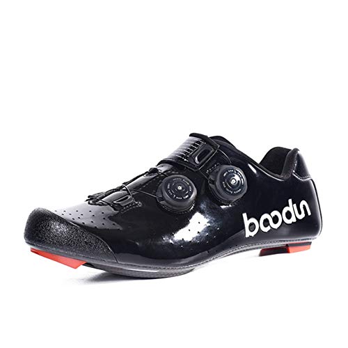 Zapatillas de Bicicleta Montaña Fibra Carbono Calzado Bicicleta Zapatos de Bicicleta Antideslizantes Transpirables para Hombres para Ciclismo Carretera de montaña A,Black,43