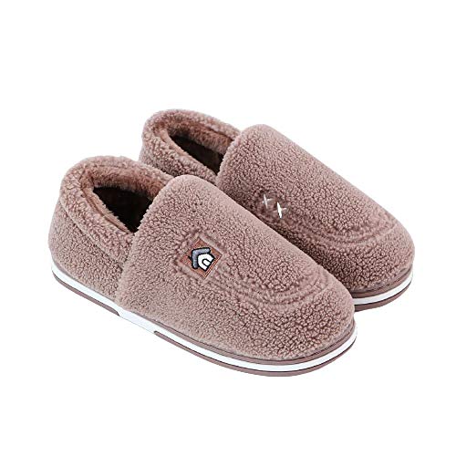 Zapatillas de Casa Calentables Unisex,Zapatillas de felpa caseras cálidas de invierno para parejas para hombre, zapatos de pareja para interiores para mujer, cómodos para mujer, marrón EU 44-45