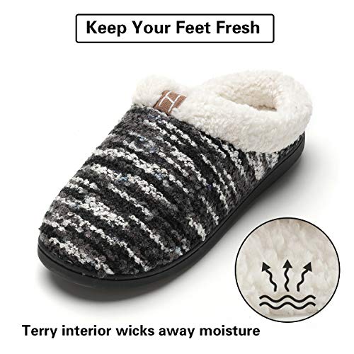 Zapatillas de casa Mujer, Forro algodón, Ultraligero cómodo y Antideslizante, Pantuflas de casa para Mujer, Negro, 40/41 EU Zapatillas de casa Mujer, Forro algodón, Ultraligero cómodo y Antideslizante, Pantuflas de casa para Mujer, Negro, 40/41 EU