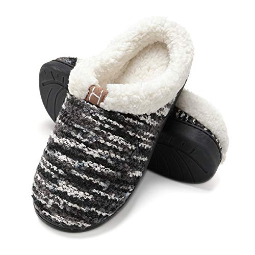 Zapatillas de casa Mujer, Forro algodón, Ultraligero cómodo y Antideslizante, Pantuflas de casa para Mujer, Negro, 40/41 EU