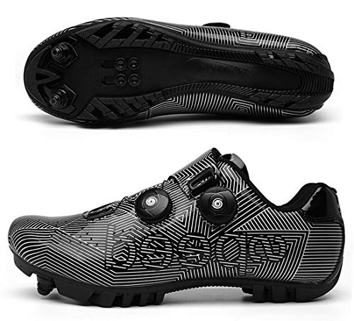 Zapatillas De Ciclismo, Zapatillas De Bicicleta De Carretera, Zapatillas De Bicicleta De Montaña Y De Ciclismo Indoor (36,Gris/Montaña)