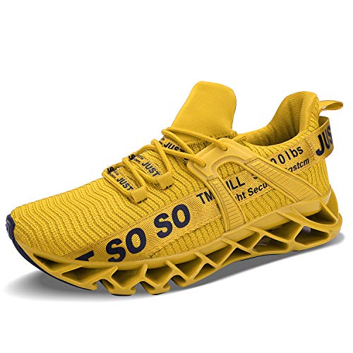 Zapatillas de correr para hombre, con hoja antideslizante, tipo zapatillas de deporte, color Amarillo, talla 44 EU