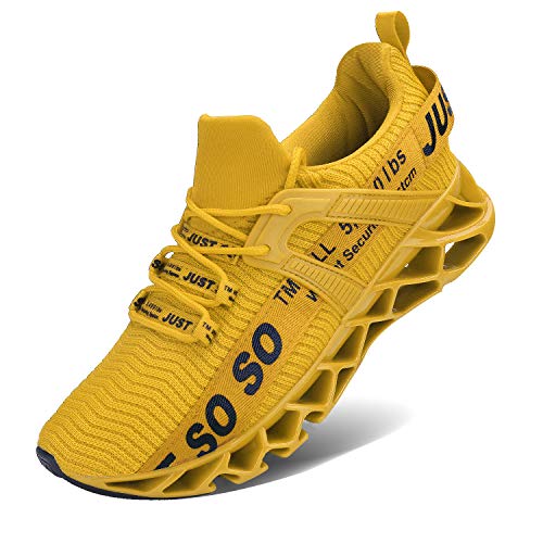 Zapatillas de correr para hombre, con hoja antideslizante, tipo zapatillas de deporte, color Amarillo, talla 44 EU