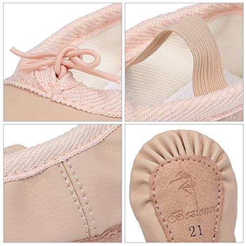 Zapatillas de Danza Cuero Zapatos de Ballet y Gimnasia Baile para Niña y Mujer Beige 32