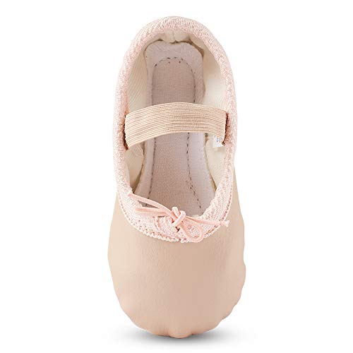Zapatillas de Danza Cuero Zapatos de Ballet y Gimnasia Baile para Niña y Mujer Beige 32