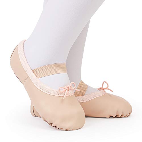 Zapatillas de Danza Cuero Zapatos de Ballet y Gimnasia Baile para Niña y Mujer Beige 32