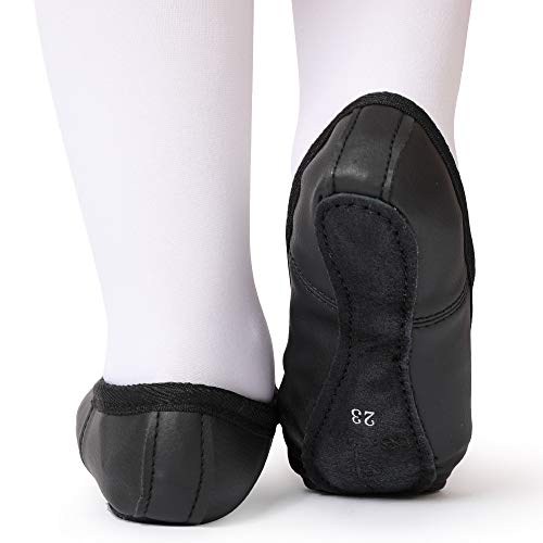 Zapatillas de Danza Cuero Zapatos de Ballet y Gimnasia Baile para Niña y Mujer Negro 30 Zapatillas de Danza Cuero Zapatos de Ballet y Gimnasia Baile para Niña y Mujer Negro 30