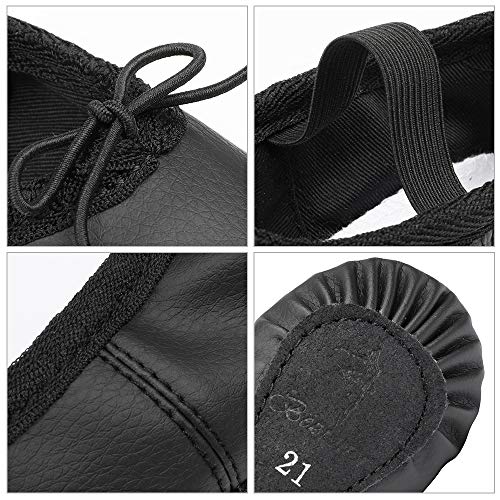 Zapatillas de Danza Cuero Zapatos de Ballet y Gimnasia Baile para Niña y Mujer Negro 30 Zapatillas de Danza Cuero Zapatos de Ballet y Gimnasia Baile para Niña y Mujer Negro 30