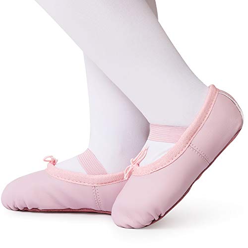 Zapatillas de Danza Cuero Zapatos de Ballet y Gimnasia Baile para Niña y Mujer Rosa 20