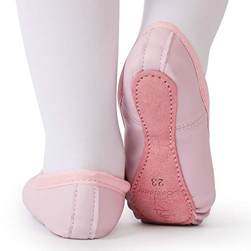 Zapatillas de Danza Cuero Zapatos de Ballet y Gimnasia Baile para Niña y Mujer Rosa 20