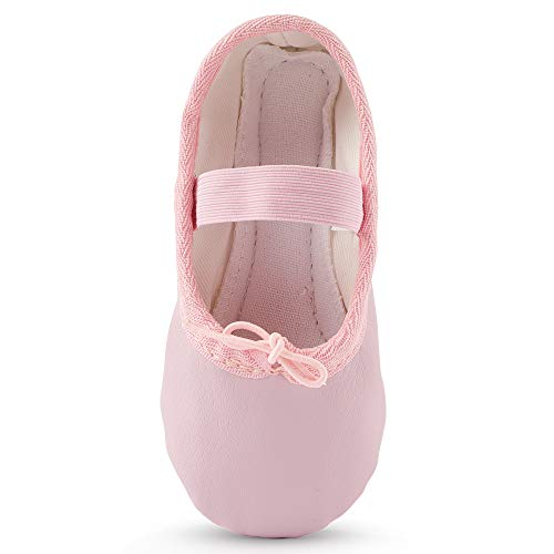 Zapatillas de Danza Cuero Zapatos de Ballet y Gimnasia Baile para Niña y Mujer Rosa 23