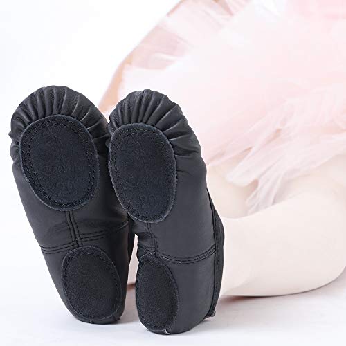 Zapatillas de Danza Cuero Zapatos Media Punta de Ballet y Gimnasia para Niña y Mujer Negro 29 Zapatillas de Danza Cuero Zapatos Media Punta de Ballet y Gimnasia para Niña y Mujer Negro 29