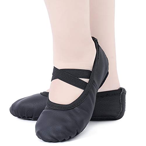 Zapatillas de Danza Cuero Zapatos Media Punta de Ballet y Gimnasia para Niña y Mujer Negro 29 Zapatillas de Danza Cuero Zapatos Media Punta de Ballet y Gimnasia para Niña y Mujer Negro 29