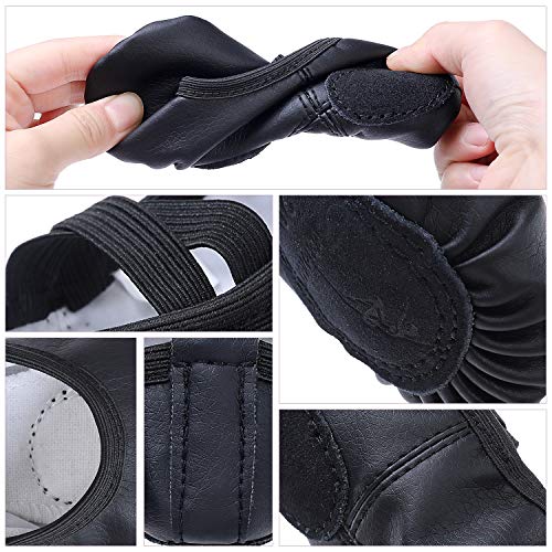 Zapatillas de Danza Cuero Zapatos Media Punta de Ballet y Gimnasia para Niña y Mujer Negro 29 Zapatillas de Danza Cuero Zapatos Media Punta de Ballet y Gimnasia para Niña y Mujer Negro 29