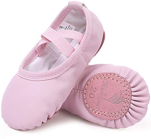 Zapatillas de Danza Cuero Zapatos Media Punta de Ballet y Gimnasia para Niña y Mujer Rosa 33