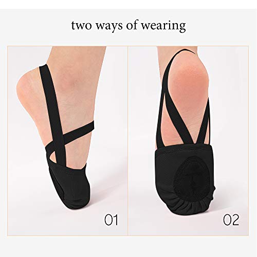 Zapatillas de Danza Zapatos Media Punta de Ballet y Gimnasia para Mujer y Niña Negro Large