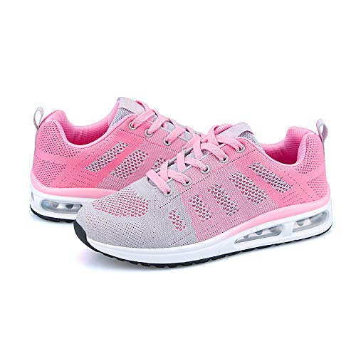 Zapatillas de Deporte atléticas para Mujer Zapatillas de Deporte con amortiguación de Aire Transpirable Moda Deportiva Gimnasio Jogging Tenis Entrenadores de Fitness Rosa 40 EU