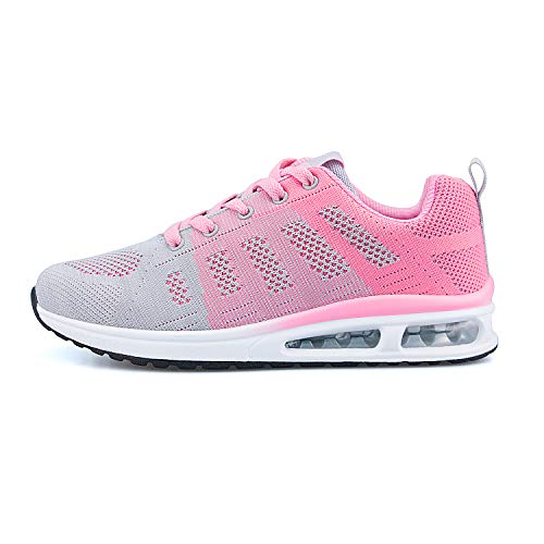 Zapatillas de Deporte atléticas para Mujer Zapatillas de Deporte con amortiguación de Aire Transpirable Moda Deportiva Gimnasio Jogging Tenis Entrenadores de Fitness Rosa 40 EU