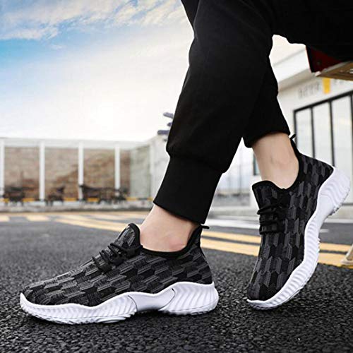 Zapatillas de Deporte Casuales de Moda para Hombre con Cordones Bajos Transpirables de Malla Tejida de Colores Mixtos de Fondo Suave Zapatillas Antideslizantes para Correr