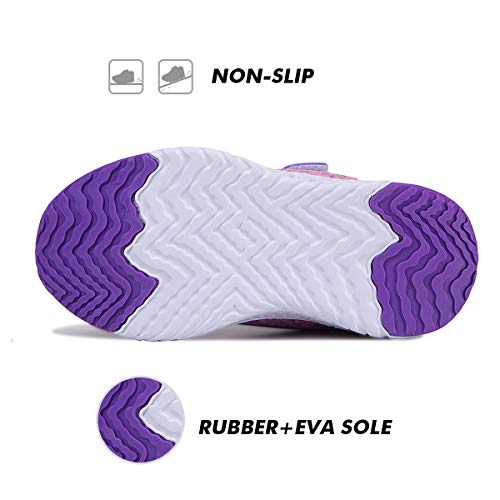 Zapatillas de Deporte para Niñas Zapatillas de Correr Zapatos para Caminar al Aire Libre(YF64-Púrpura 30EU)