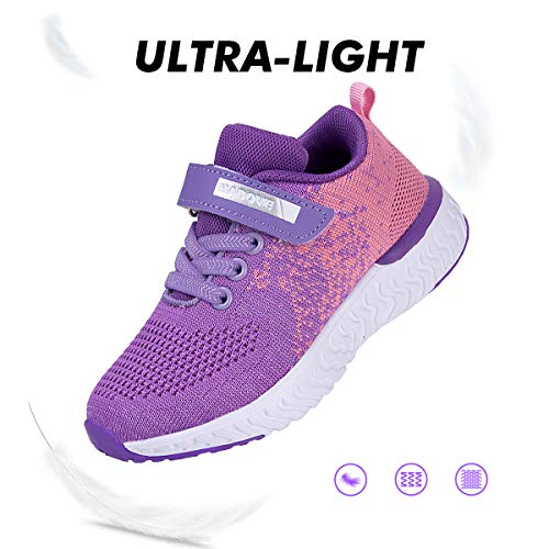 Zapatillas de Deporte para Niñas Zapatillas de Correr Zapatos para Caminar al Aire Libre(YF64-Púrpura 30EU)