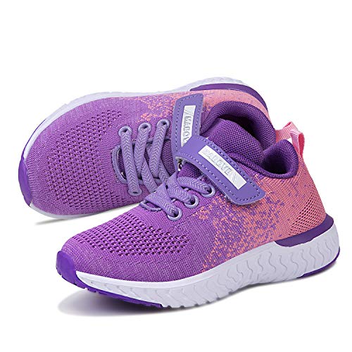 Zapatillas de Deporte para Niñas Zapatillas de Correr Zapatos para Caminar al Aire Libre(YF64-Púrpura 30EU)