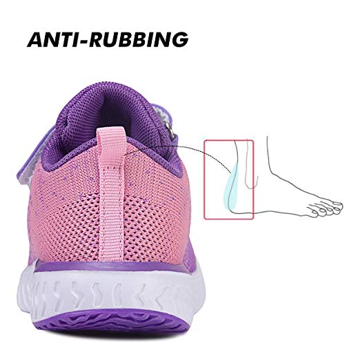 Zapatillas de Deporte para Niñas Zapatillas de Correr Zapatos para Caminar al Aire Libre(YF64-Púrpura 30EU)