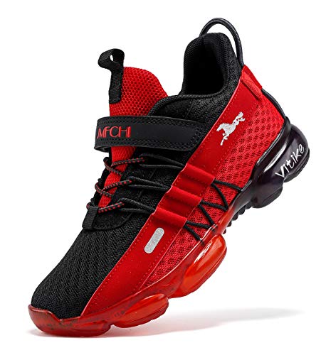 Zapatillas de deporte para niños, zapatillas para niños, zapatillas de deporte, informales, transpirables, ligeras, unisex, para niños, color Rojo, talla 38 EU