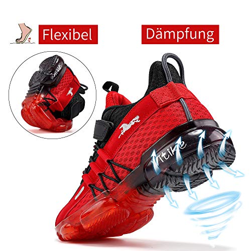 Zapatillas de deporte para niños, zapatillas para niños, zapatillas de deporte, informales, transpirables, ligeras, unisex, para niños, color Rojo, talla 38 EU