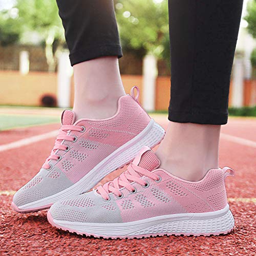 Zapatillas de Deporte Respirable para Correr Deportes Zapatos Running Cojines de Aire Calzado Mecedora Net para Estudiante Volar Zapatos Deportivas de Mujer Gimnasia Ligero Sneakers Atletismo riou