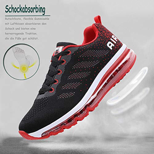 Zapatillas de Deportes Hombre Mujer Zapatos Deportivos Aire Libre para Correr Calzado Sneakers Gimnasio Casual Black Red 40 EU