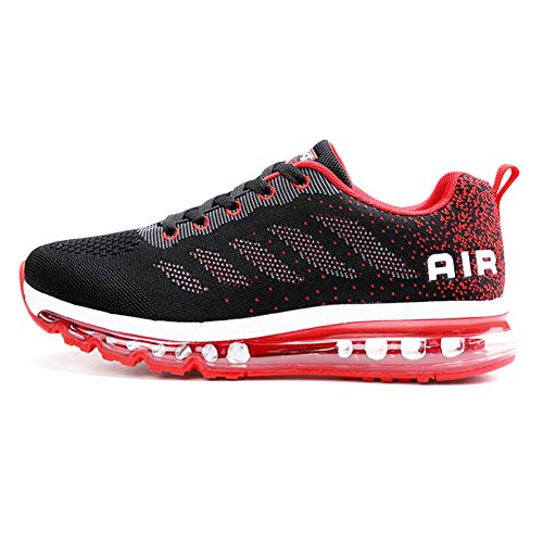 Zapatillas de Deportes Hombre Mujer Zapatos Deportivos Aire Libre para Correr Calzado Sneakers Gimnasio Casual Black Red 40 EU