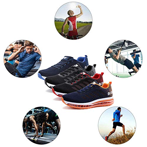 Zapatillas de Deportes Hombre Mujer Zapatos Deportivos Aire Libre para Correr Calzado Sneakers Gimnasio Casual(833-BK41)