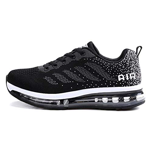 Zapatillas de Deportes Hombre Mujer Zapatos Deportivos Aire Libre para Correr Calzado Sneakers Gimnasio Casual(833-BK41)