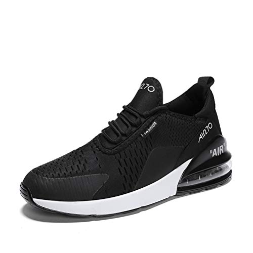 Zapatillas de Deportes Hombre Mujer Zapatos Deportivos Libre para Correr Calzado Sneakers Running 12BlackWhite37EU