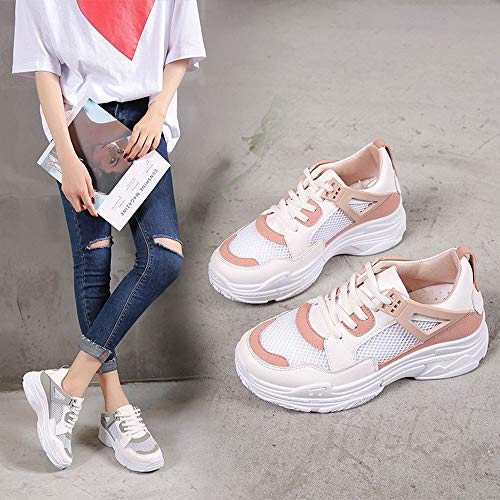 Zapatillas de Deportivos de Running para Mujer de Malla Inferior Gruesa para Damas de Verano Estudiantes Transpirables Zapatos Casuales Gimnasia Ligero Sneakers riou