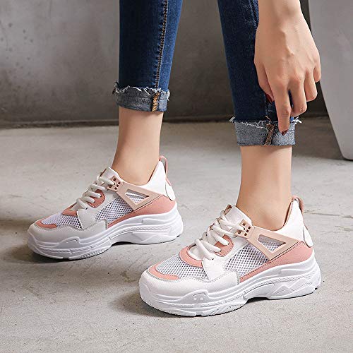 Zapatillas de Deportivos de Running para Mujer de Malla Inferior Gruesa para Damas de Verano Estudiantes Transpirables Zapatos Casuales Gimnasia Ligero Sneakers riou