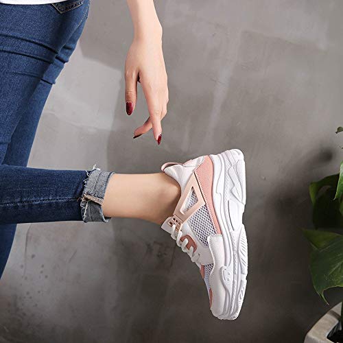 Zapatillas de Deportivos de Running para Mujer de Malla Inferior Gruesa para Damas de Verano Estudiantes Transpirables Zapatos Casuales Gimnasia Ligero Sneakers riou