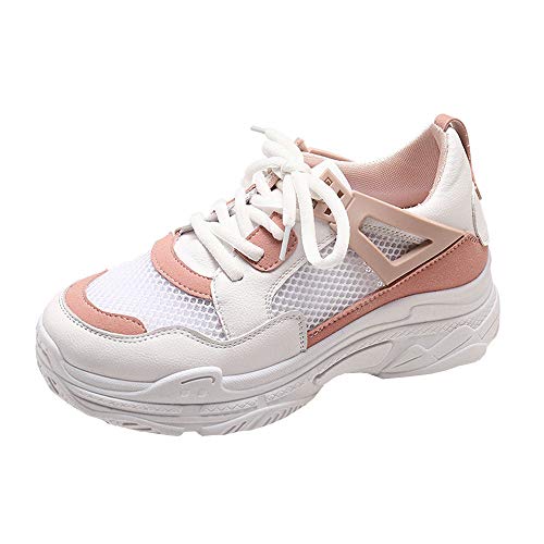 Zapatillas de Deportivos de Running para Mujer de Malla Inferior Gruesa para Damas de Verano Estudiantes Transpirables Zapatos Casuales Gimnasia Ligero Sneakers riou