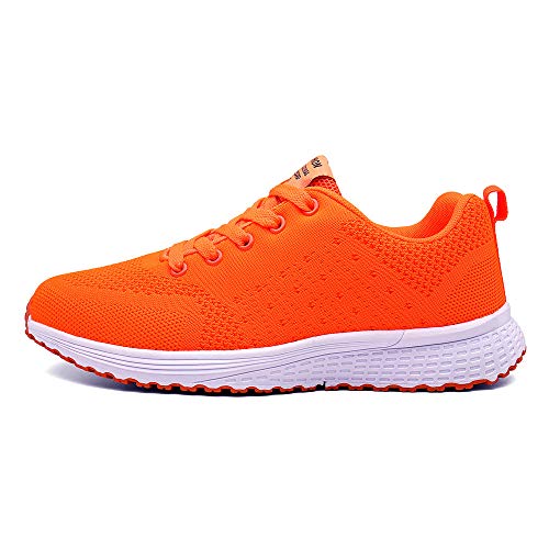Zapatillas de Deportivos de Running para Mujer Gimnasia Ligero Sneakers Brillante Naranja 37