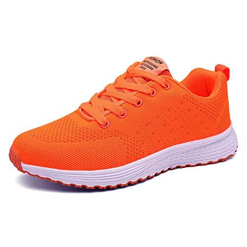 Zapatillas de Deportivos de Running para Mujer Gimnasia Ligero Sneakers Brillante Naranja 37