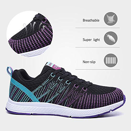 Zapatillas de Deportivos de Running para Mujer Gimnasia Ligero Sneakers Morado 38