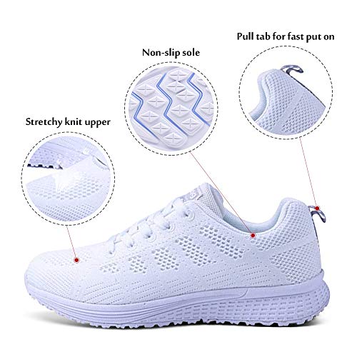 Zapatillas de Deportivos de Running para Mujer Gimnasia Ligero Sneakers Negro Azul Gris Blanco 35-40 Blanco 38 Zapatillas de Deportivos de Running para Mujer Gimnasia Ligero Sneakers Negro Azul Gris Blanco 35-40 Blanco 38