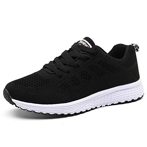 Zapatillas de Deportivos de Running para Mujer Gimnasia Ligero Sneakers Negro Azul Gris Blanco 35-40 Negro 44