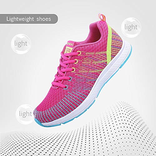 Zapatillas de Deportivos de Running para Mujer Gimnasia Ligero Sneakers Rosa-Amarillo 38