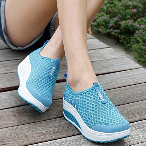 Zapatillas de Deportivos de Running para Mujer Malla Transpirable Pendiente con Suela Gruesa para Aumentar los Zapatos Casuales Running Fitness Sneakers Zapatos Mecedora riou