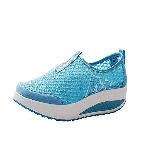 Zapatillas de Deportivos de Running para Mujer Malla Transpirable Pendiente con Suela Gruesa para Aumentar los Zapatos Casuales Running Fitness Sneakers Zapatos Mecedora riou