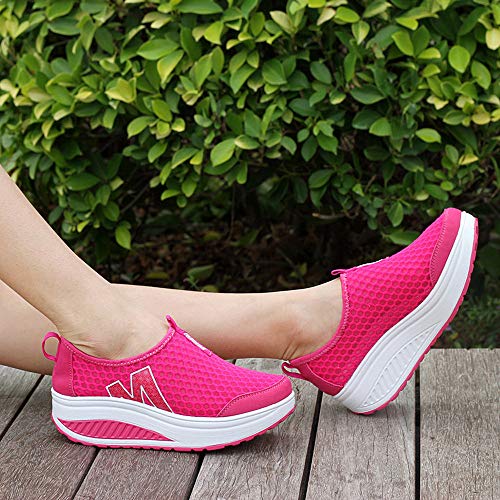 Zapatillas de Deportivos de Running para Mujer Malla Transpirable Pendiente con Suela Gruesa para Aumentar los Zapatos Casuales Running Fitness Sneakers Zapatos Mecedora riou